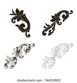 Classical baroque vector set of vintage elements for design. Decorative design element filigree calligraphy vector. You can use for wedding decoration of greeting card and laser cutting.
