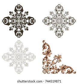 Classical baroque vector set of vintage elements for design. Decorative design element filigree calligraphy vector. You can use for wedding decoration of greeting card and laser cutting.