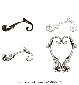 Classical baroque vector set of vintage elements for design. Decorative design element filigree calligraphy vector. You can use for wedding decoration of greeting card and laser cutting.