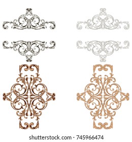 Classical baroque vector set of vintage elements for design. Decorative design element filigree calligraphy vector. You can use for wedding decoration of greeting card and laser cutting.