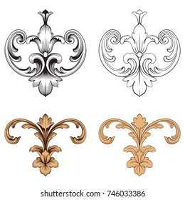 Classical baroque vector set of vintage elements for design. Decorative design element filigree calligraphy vector. You can use for wedding decoration of greeting card and laser cutting.