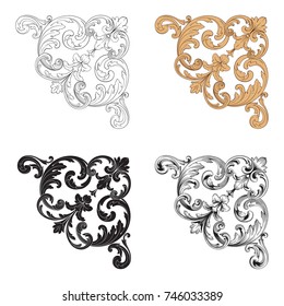 Classical baroque vector set of vintage elements for design. Decorative design element filigree calligraphy vector. You can use for wedding decoration of greeting card and laser cutting.