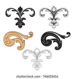 Classical baroque vector set of vintage elements for design. Decorative design element filigree calligraphy vector. You can use for wedding decoration of greeting card and laser cutting.