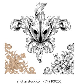 Classical baroque vector set of vintage elements for design. Decorative design element filigree calligraphy vector. You can use for wedding decoration of greeting card and laser cutting.