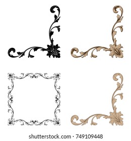 Classical baroque vector set of vintage elements for design. Decorative design element filigree calligraphy vector. You can use for wedding decoration of greeting card and laser cutting.