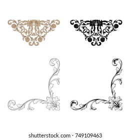 Classical baroque vector set of vintage elements for design. Decorative design element filigree calligraphy vector. You can use for wedding decoration of greeting card and laser cutting.