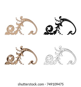 Classical baroque vector set of vintage elements for design. Decorative design element filigree calligraphy vector. You can use for wedding decoration of greeting card and laser cutting.