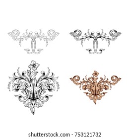 Classical baroque vector set of vintage elements for design. Decorative design element filigree calligraphy vector. You can use for wedding decoration of greeting card and laser cutting.
