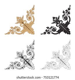 Classical baroque vector set of vintage elements for design. Decorative design element filigree calligraphy vector. You can use for wedding decoration of greeting card and laser cutting.