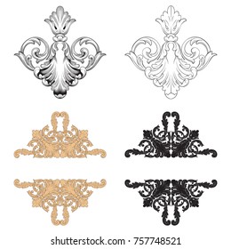 Classical baroque vector set of vintage elements for design. Decorative design element filigree calligraphy vector. You can use for wedding decoration of greeting card and laser cutting.