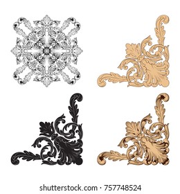 Classical baroque vector set of vintage elements for design. Decorative design element filigree calligraphy vector. You can use for wedding decoration of greeting card and laser cutting.