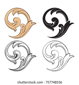 Classical baroque vector set of vintage elements for design. Decorative design element filigree calligraphy vector. You can use for wedding decoration of greeting card and laser cutting.