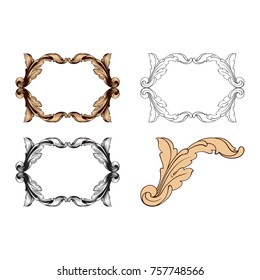 Classical baroque vector set of vintage elements for design. Decorative design element filigree calligraphy vector. You can use for wedding decoration of greeting card and laser cutting.