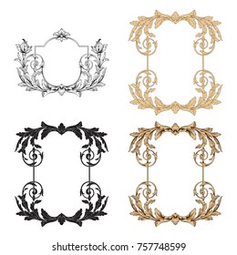 Classical baroque vector set of vintage elements for design. Decorative design element filigree calligraphy vector. You can use for wedding decoration of greeting card and laser cutting.