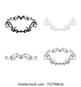 Classical baroque vector set of vintage elements for design. Decorative design element filigree calligraphy vector. You can use for wedding decoration of greeting card and laser cutting.