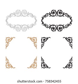 Classical baroque vector set of vintage elements for design. Decorative design element filigree calligraphy vector. You can use for wedding decoration of greeting card and laser cutting.