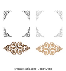 Classical baroque vector set of vintage elements for design. Decorative design element filigree calligraphy vector. You can use for wedding decoration of greeting card and laser cutting.