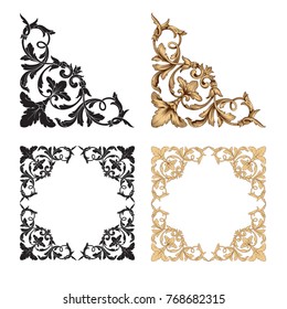 Classical baroque vector set of vintage elements for design. Decorative design element filigree calligraphy vector. You can use for wedding decoration of greeting card and laser cutting.