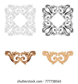 Classical baroque vector set of vintage elements for design. Decorative design element filigree calligraphy vector. You can use for wedding decoration of greeting card and laser cutting.