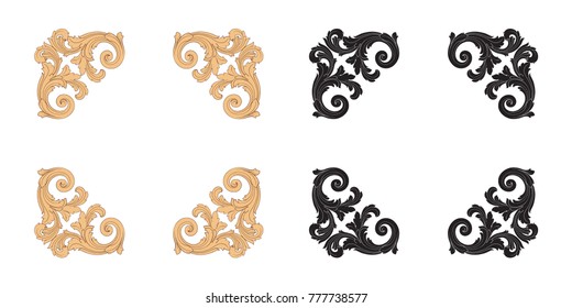 Classical baroque vector set of vintage elements for design. Decorative design element filigree calligraphy vector. You can use for wedding decoration of greeting card and laser cutting.