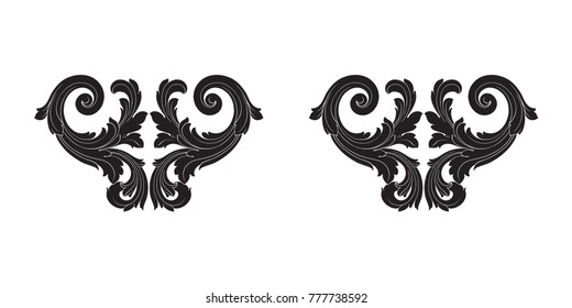 Classical baroque vector set of vintage elements for design. Decorative design element filigree calligraphy vector. You can use for wedding decoration of greeting card and laser cutting.