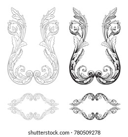 Classical baroque vector set of vintage elements for design. Decorative design element filigree calligraphy vector. You can use for wedding decoration of greeting card and laser cutting.