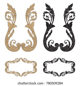 Classical baroque vector set of vintage elements for design. Decorative design element filigree calligraphy vector. You can use for wedding decoration of greeting card and laser cutting.