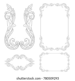 Classical baroque vector set of vintage elements for design. Decorative design element filigree calligraphy vector. You can use for wedding decoration of greeting card and laser cutting.