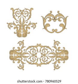 Classical baroque vector set of vintage elements for design. Decorative design element filigree calligraphy vector. You can use for wedding decoration of greeting card and laser cutting.