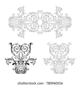 Classical baroque vector set of vintage elements for design. Decorative design element filigree calligraphy vector. You can use for wedding decoration of greeting card and laser cutting.