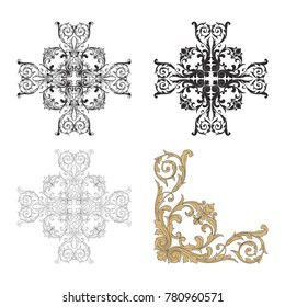 Classical baroque vector set of vintage elements for design. Decorative design element filigree calligraphy vector. You can use for wedding decoration of greeting card and laser cutting.