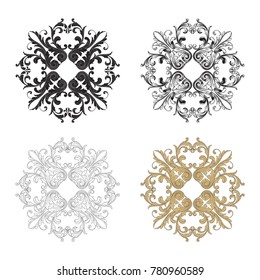 Classical baroque vector set of vintage elements for design. Decorative design element filigree calligraphy vector. You can use for wedding decoration of greeting card and laser cutting.