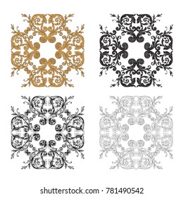 Classical baroque vector set of vintage elements for design. Decorative design element filigree calligraphy vector. You can use for wedding decoration of greeting card and laser cutting.