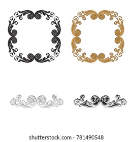 Classical baroque vector set of vintage elements for design. Decorative design element filigree calligraphy vector. You can use for wedding decoration of greeting card and laser cutting.