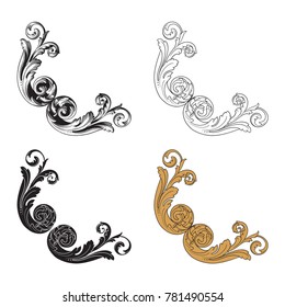 Classical baroque vector set of vintage elements for design. Decorative design element filigree calligraphy vector. You can use for wedding decoration of greeting card and laser cutting.