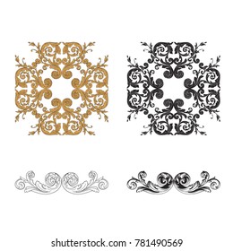 Classical baroque vector set of vintage elements for design. Decorative design element filigree calligraphy vector. You can use for wedding decoration of greeting card and laser cutting.