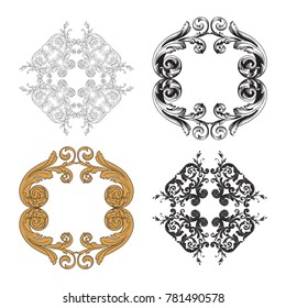 Classical baroque vector set of vintage elements for design. Decorative design element filigree calligraphy vector. You can use for wedding decoration of greeting card and laser cutting.