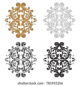 Classical baroque vector set of vintage elements for design. Decorative design element filigree calligraphy vector. You can use for wedding decoration of greeting card and laser cutting.