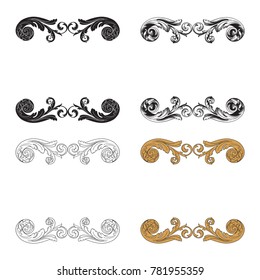 Classical baroque vector set of vintage elements for design. Decorative design element filigree calligraphy vector. You can use for wedding decoration of greeting card and laser cutting.