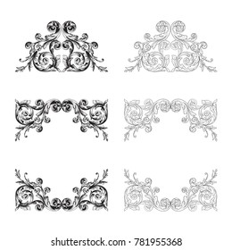 Classical baroque vector set of vintage elements for design. Decorative design element filigree calligraphy vector. You can use for wedding decoration of greeting card and laser cutting.
