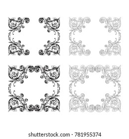 Classical baroque vector set of vintage elements for design. Decorative design element filigree calligraphy vector. You can use for wedding decoration of greeting card and laser cutting.