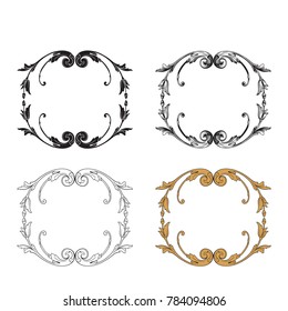 Classical baroque vector set of vintage elements for design. Decorative design element filigree calligraphy vector. You can use for wedding decoration of greeting card and laser cutting.
