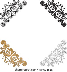 Classical baroque vector set of vintage elements for design. Decorative design element filigree calligraphy vector. You can use for wedding decoration of greeting card and laser cutting.