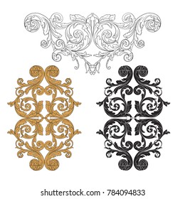 Classical baroque vector set of vintage elements for design. Decorative design element filigree calligraphy vector. You can use for wedding decoration of greeting card and laser cutting.