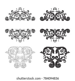 Classical baroque vector set of vintage elements for design. Decorative design element filigree calligraphy vector. You can use for wedding decoration of greeting card and laser cutting.