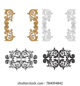 Classical baroque vector set of vintage elements for design. Decorative design element filigree calligraphy vector. You can use for wedding decoration of greeting card and laser cutting.