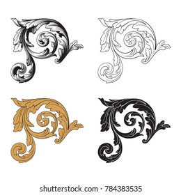 Classical baroque vector set of vintage elements for design. Decorative design element filigree calligraphy vector. You can use for wedding decoration of greeting card and laser cutting.