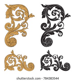 Classical baroque vector set of vintage elements for design. Decorative design element filigree calligraphy vector. You can use for wedding decoration of greeting card and laser cutting.