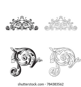 Classical baroque vector set of vintage elements for design. Decorative design element filigree calligraphy vector. You can use for wedding decoration of greeting card and laser cutting.