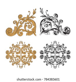 Classical baroque vector set of vintage elements for design. Decorative design element filigree calligraphy vector. You can use for wedding decoration of greeting card and laser cutting.